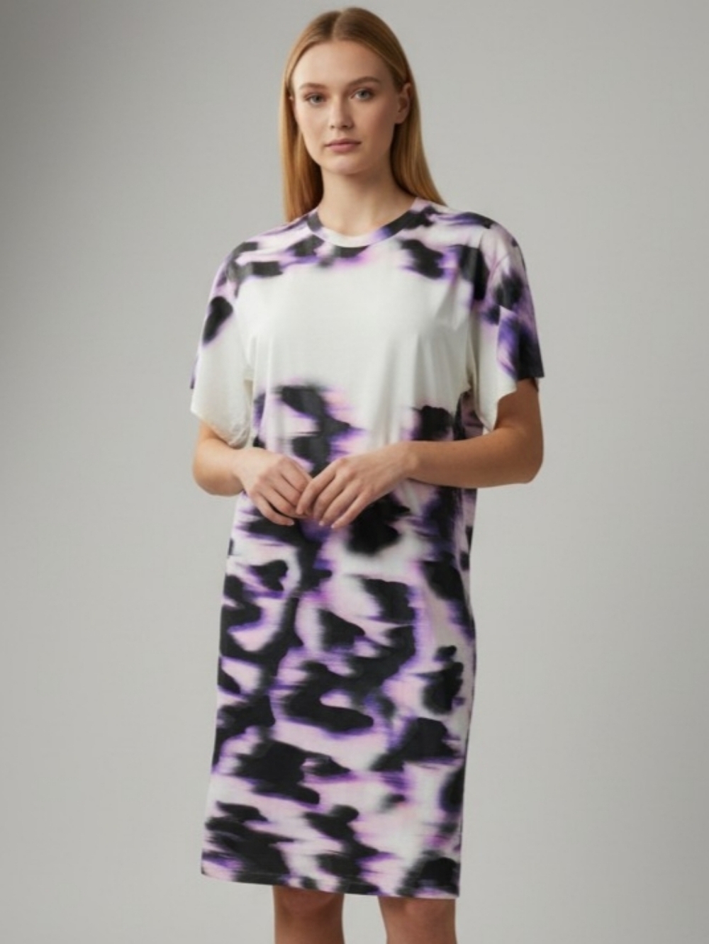 Balenciaga T's T-Shirt Dress Psychedelic Camo Print White Purple Black Small